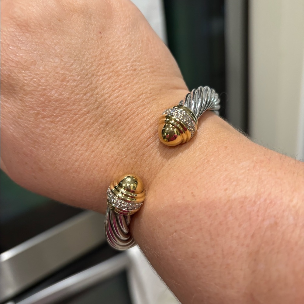 David Yurman 10mm Gold Dome Diamond Braclet
